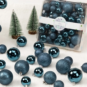 Set of blue Christmas ball ornaments in shiny and glitter finishes for tree decoration