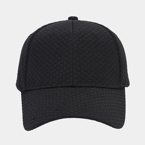 Classic black waffle texture baseball cap with breathable fabric and curved brim for summer