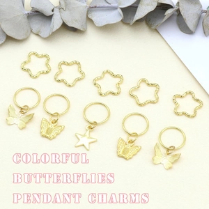 Golden butterfly and star pendant charms set for hair accessories and jewelry DIY