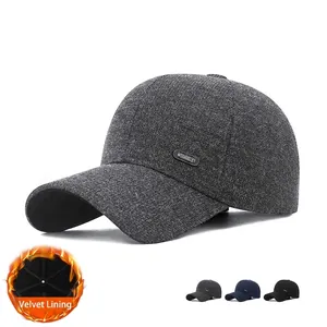Heren Winter Honkbalpet Wolmix Fleece Voering Oorbescherming Warm Winddicht Outdoor Casual Verstelbare Sportmuts