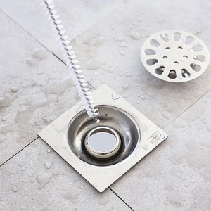 SUS304 stainless steel sink drain clog remover tool with cleaning brush and floor drain