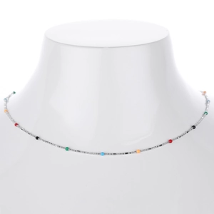 Minimalist S925 sterling silver necklace featuring colorful beads on a delicate chain