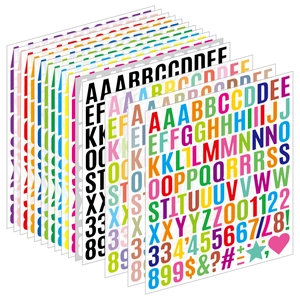 Self-adhesive 1-inch vinyl letter and number stickers in assorted colors for DIY crafts
