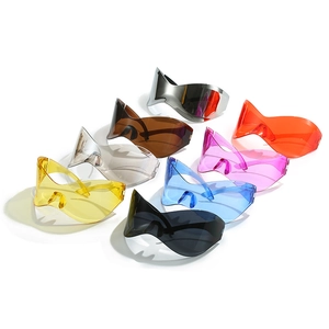 Y2K rimless sports sunglasses set featuring wrap-around frames in multiple colors