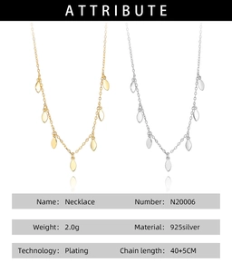 Detaillierte Spezifikationen der S925 Sterling Silber Pailletten Halsketten in Gold und Silber