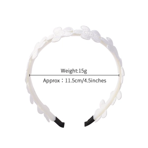 White daisy flower embroidery headband for girls, diameter 11.5cm and lightweight 15g