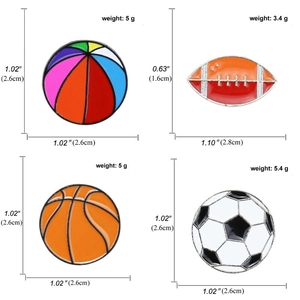 Tableau des tailles pour épinglettes de sport en émail : football, basket et rugby