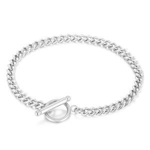 Cuban Chain Bracelet Stainless Steel Toggle Clasp Polished Minimalist Link Bangle Jewelry Unisex Gift Hip Hop Punk Style
