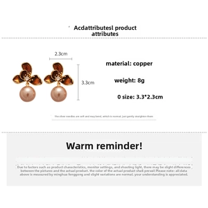 Detailed size specifications for 18K gold plated vintage enamel flower and pearl earrings