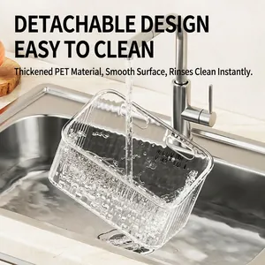 Wall-mounted transparent PET kitchen storage basket for onion and garlic organization