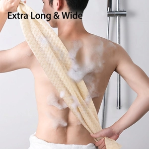 Exfoliating Back Scrubber Long Bath Towel Polyester Stereoscopic Weaving Deep Cleaning Body Washcloth Shower Accessory