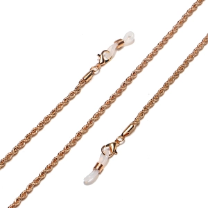 70cm golden twist metal chain eyeglass holder with lobster clasps and silicone loops
