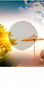 Cat eye sunglasses detail showing UV composite coating protection for beach travel