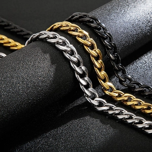 Cuban Link Chain Necklace Stainless Steel With Rhinestones Box Clasp Hip Hop Streetwear Jewelry For Men Fashionable