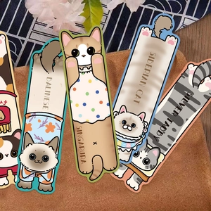 Set of minimalist paper cat bookmarks featuring Balinese and Siberian cat designs
