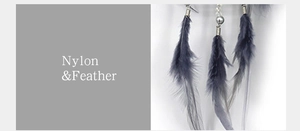 Macro detail of natural dark grey feathers and nylon materials for wall decoration