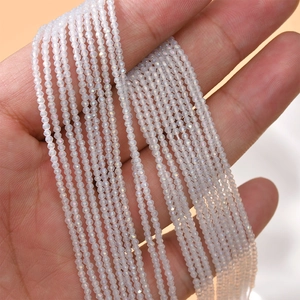 Strand of 2mm faceted clear crystal glass beads for DIY jewelry making and handcrafting
