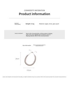 Tableau des tailles détaillé pour bracelet perles et zircons gris-violet, longueur 28cm