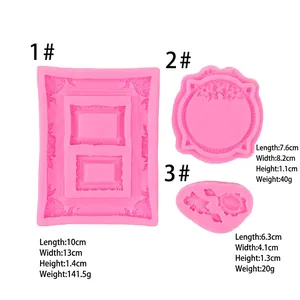 Pink silicone DIY molds for vintage photo frames and mirror designs for clay or baking