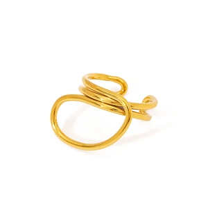Minimalist gold irregular geometric multi-layer stainless steel ring for women