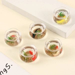 Mini-aquariums avec poissons colorés et décorations en sable de résine époxy