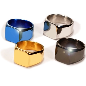 Minimalist Square Signet Ring Titanium Stainless Steel High Polished Plain Band Jewelry For Men Unisex