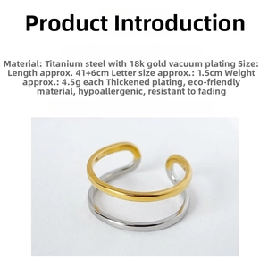 Detail view of double-layer titanium steel ring with vacuum 18k gold plating and silver finish