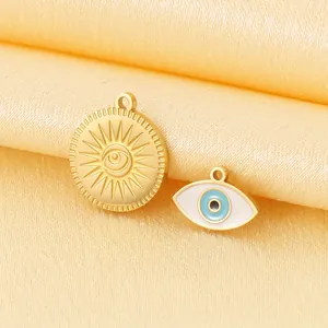 Evil Eye Sun Medallion Charms Stainless Steel 18K Gold Plated For DIY Bracelet Necklace Making Bohemian Style Jewelry Findings