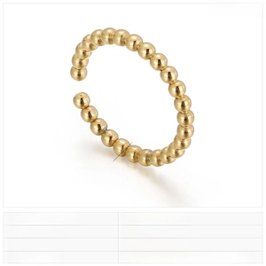 Détail de la bague perlée dorée de 2mm en acier inoxydable avec dimensions et infos