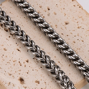 8mm silver stainless steel chain necklace for men with durable punk weave design