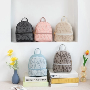Fashion Mini Backpack Women PU Leather Lucky Girl Letter Print Casual Travel School Daypack With Headphone Hole