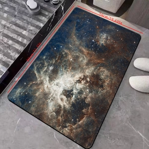 Detail view of the 80x50cm starry sky diatom mud bath mat with non-slip rounded corners