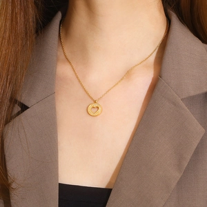 Luxurious 18k gold plated heart pendant necklace with shimmering crystals for women