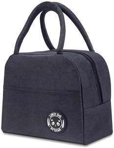 Insulated lunch bag for men and women, waterproof portable bento box cooler bag dark grey.
