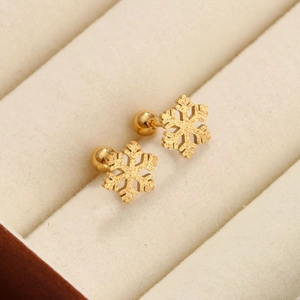 Boucles d'oreilles flocon de neige en acier titane avec fermoir à vis à bille
