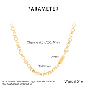 Detailed specs of stainless steel rolo chain with rectangular DIY laser tag