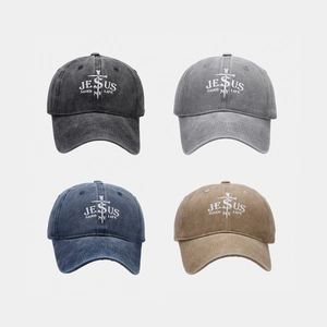 Baseball Cap Washed Cotton Sun Protection Outdoor Casual Vintage Distressed Jesus Saved My Life Cross Embroidery Unisex