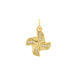 Gold plated sunflower pendant with white zircon stones for necklace making