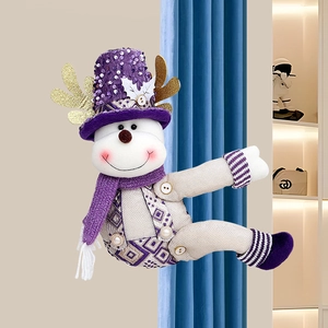 Purple sequin Christmas elk snowman curtain tieback for festive home window decoration