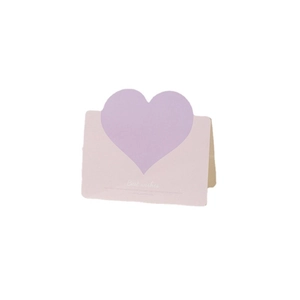 Pink and purple heart-shaped folding greeting card with Best Wishes text on white background