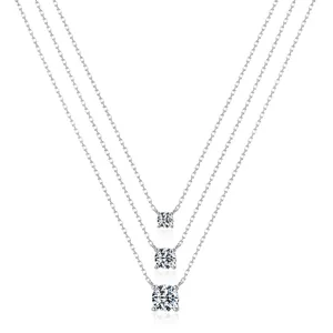925 Sterling Silver Necklace With Round Brilliant Cut Zirconia Pendant Simple Elegant Single Stone Jewelry For Women