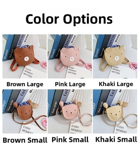 Detailed comparison of cute bear mini bags in various colors and sizes for children