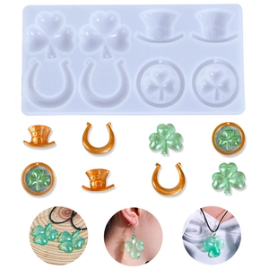 Stampo Silicone Ciondolo Trifoglio St Patrick's Day Fai Da Te Resina Epossidica Strumento Artigianato Ferro Di Cavallo Cappello Forme Flessibile