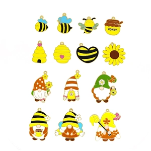 DIY colorful bee and garden gnome alloy charms set for necklaces and jewelry making