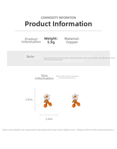 Detailed size and weight specs for vintage flower earrings with orange fruit drops