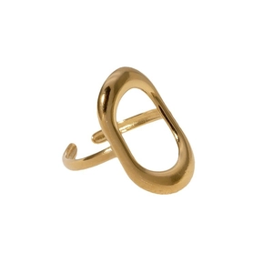 Minimalist gold-plated hollow geometric rectangle stainless steel open ring for women