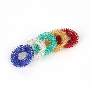 5-piece colorful metal spring finger massage rings for sensory relief and acupressure