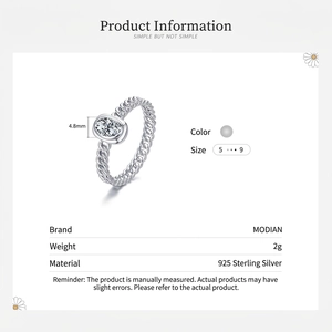 S925 sterling silver hollow chain ring with sparkling oval simulated diamond stone