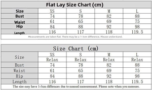 Detailed size chart for sexy backless split dress showing bust, waist, and hip dimensions