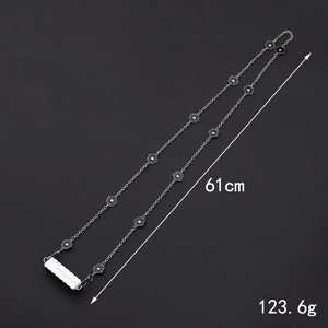 Chic black floral metal chain mobile phone lanyard cross-body strap 61cm length